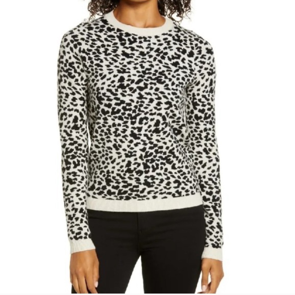 RACHEL PARCELL Crewneck Leopard Print Knit NWT Size Medium